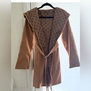 Camel Tan LV Monogram Women's Coat Small